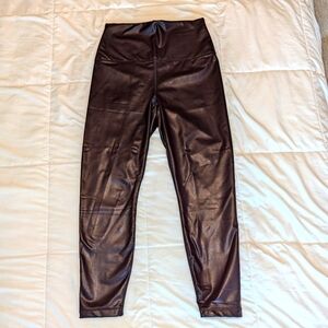 90 Degree by Reflex Faux Leather Elastic Free Super High Waist 7/8 Ankle Legging